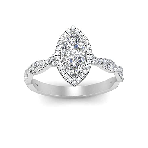 Image of Choose Your Gemstone Twisted Marquise Diamond CZ Halo Ring 925 Sterling Silver Marquise Shape Halo Engagement Rings Minimal Modern Design Birthday Gift Wedding Gift US Size 4 to 12