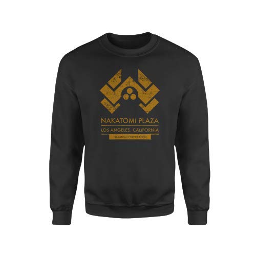 Nakatomi LA Plaza Sweatshirt - Adult's Christmas Eve 1988 Movie Action Xmas Gifts Twin Needle Collar 80% Ringspun Cotton 20% Polyester High Stitch Density Extreme Comfort (Black Prime, XL)