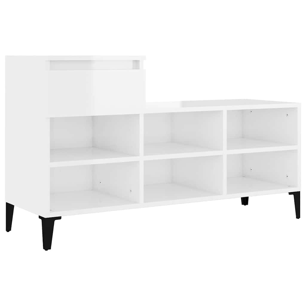 Armoire À Chaussures Blanche Haute Brillance 102x36x60 cm Bois D'ingénierie
