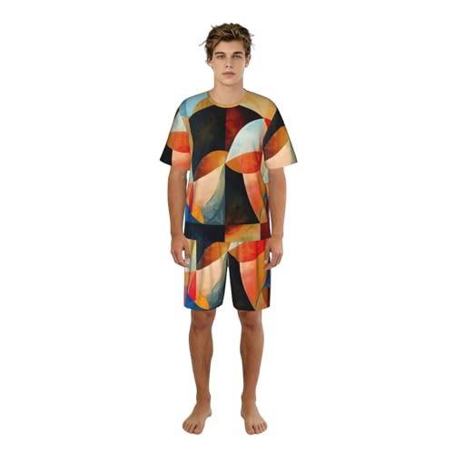 Pyjama élégant pour homme ensemble de nuit imprimé géométrique