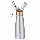 ENJOYWHIP Whipped Cream Dispenser, 1-Pint Aluminum Alloy Whip Cream Whipper Canister with Gold Top and 3 Decorating Tips, for Homemade Whipping Cream (Sliver)