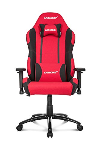 AKRACING Core EX Wide Gaming Stuhl mit 5 Jahren Herstellergarantie für PC/PS4/XBOX/Nintendo, Schreibtischstuhl mit Kissen, Stoffbezug - Rot/Schwarz