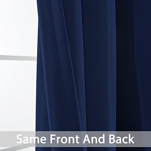 Yakamok Blackout Curtains Room Darkening Thermal Insulated Window Panels,Solid Grommet Top Drapes for Bedroom/Living Room(62Wx96L, Navy Blue, 2 Panels)