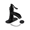 Black Bathroom Faucet Matte Waterfall Sink Farmhouse Vanity Single Hole Faucets One Handle Basin Antique centerset with Pop Up Drain Stopper Mixer Tap Overflow Supply Line Lead-Free by Homevacious