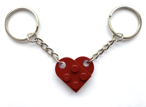 LEGO Dark Red Love Heart Keychain Keyring Valentines Birthday Gift