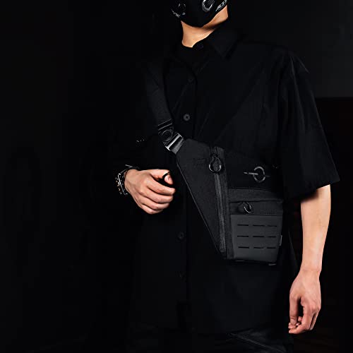 Tactical Geek Sling Shoulder Bag, Lightweight Multipurpose Daypack, Chest Backpack Casual Shoulder Crossbody For Daily Carry, Outdoor Sports, Hiking, Camping, Trekking, Black & Right #TOP5