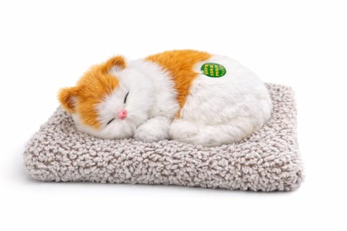 Image of Sleeping Cat Soft Toy, Orange with White, Medium
