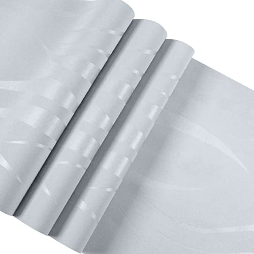 Warmiehomy Non-Woven Wallpaper Textured 3D Flocking Embossed Wallpapers 53cm x 9.5m Wave Stripes Wall Paper Roll for Living Room Bedroom