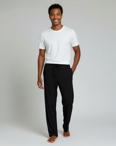 Image of Real Essentials 3 Pack: Men's Pajama Pants Soft PJ Lounge Bottoms Loungewear Pijamas Elastic Waist Pockets (Big and Tall)