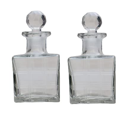 SHOBHANA ENTERPRISES 150ml Royal Empty Refillable Glass Bottle with stopper Cap for DIY Perfume, Attar, Essential Oils, Blends, Pack of 02 pcs size 10X10X12