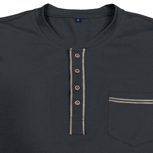 Mens Long Sleeve Henley Shirts Casual Button T-Shirt Stylish Pullover Tee Shirt with Pocket2