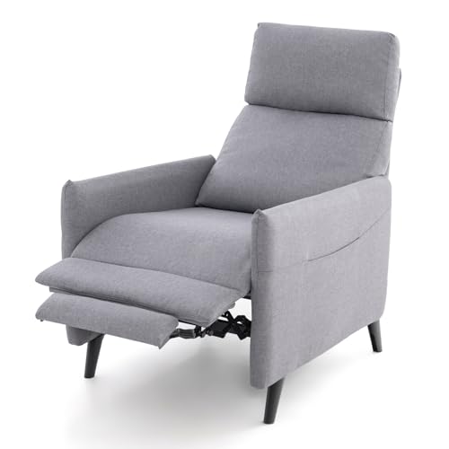 HOMASIS Sillón de relax con función reclinable, sillón de televisión con respaldo ajustable y reposapiés, sillón tapizado con 2 bolsillos laterales, sillón reclinable hasta 120 kg, sillón para salón o HOMASIS Sillón de relax con función reclinable, sillón de televisión con respaldo ajustable y reposapiés, sillón tapizado con 2 bolsillos laterales, sillón reclinable hasta 120 kg, sillón para salón o