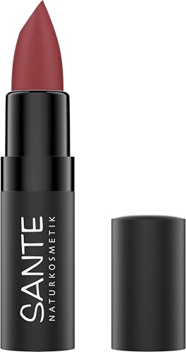SANTE Naturkosmetik Pintalabios Ultra Matt 05 Velvet Red, color rojo mate en polvo para un acabado natural, cuidado de labios con escualano y ácido hialurónico, 4,55 g