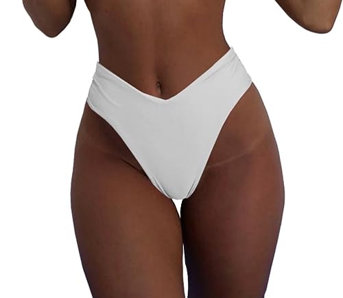 Image of geluboao Women's Bikini Bottom Sexy V Cut High Cut Swimsuit High Waisted Bathing Suit Bottoms