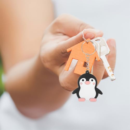 Llaveros de pingüino de dibujos animados con argolla resistente para colgar 7