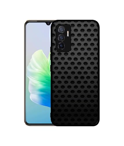 Image of Black Circle Design Premium 2D Printed Metal Back Case Cover for Vivo V23E 5G / Y75 4G