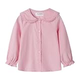 [LSMUDKINGDOM] シャツ 長袖 キッズ 女の子 ブラウス コーデュロイ 子供服 ベビー トップス 可愛い ブラウス 前開き シンプル ピンク 130