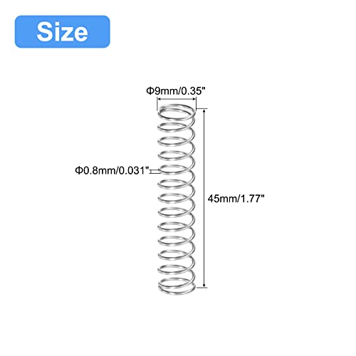 Image of uxcell 5Pcs Compression Spring 304 Stainless Steel 9mmOD,0.8mmWD,45mmFL