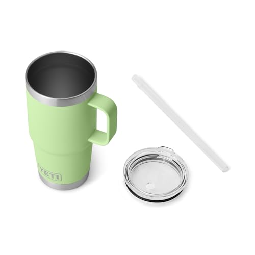 Image of YETI Rambler 25 oz Tumbler with Handle and Straw Lid, Travel Mug Water Tumbler, Vacuum Insulated Cup with Handle, Stainless Steel, Key Lime