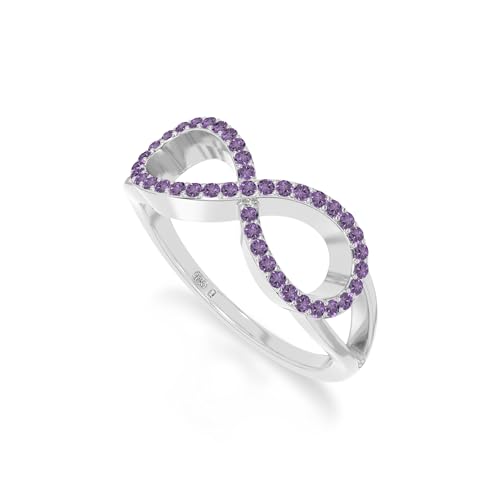 Natural Gemstone Infinity Promise Rings for Women in Silver/18K Yellow/Rose Gold Vermeil, Birthstone Jewelry Gifts for Her Birthday, Wedding Anniversary, Graduation, Christmas, Mothers Day, Valentines