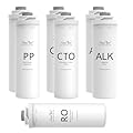 SimPure T1-400ALK 1-Year Replacement Filter Cartridge Pack Set for T1-400ALK Tankless Reverse Osmosis Water Filter System (2*PP Filter+2*CTO Filter+1*RO Filter+2*ALK Filter)