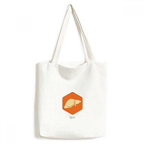 Sac en toile corps organes pour vos courses, grand cabas orange lavable de 33x40cm