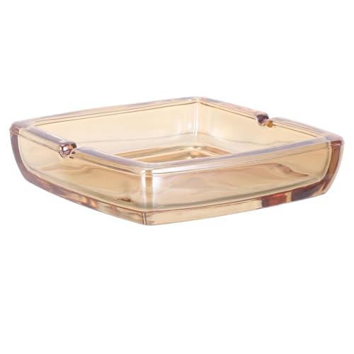 ZUNOXAZ Square 4 Inch Amber Glass Ashtray for Home Office, Modern Decorative Ash Tray for Cigarettes and Cigars, Stylish Tabletop Accessory for Indoor Use