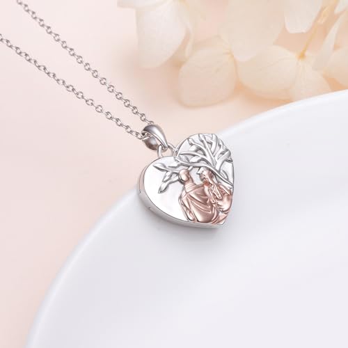 Father and Daughter Locket Necklace S925 Sterling Silver Love Heart Keepsake Hold Pictures Photo Locket Memory Pendant Jewelry Birthday Gifts for Women Daughter Sister4