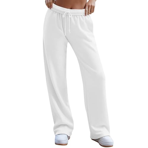 Pantalon de survêtement femme large en coton à taille haute élastique