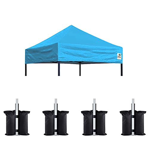 Image of Eurmax USA 5x5 Pop Up Canopy Replacement Top,Universal Instant Canopy Cover ONLY,Heavy Duty UPF 50+ UV Protection,Water & Wind Resistant Tarp,30+ Colors Available,Bonus 4 Sand Bags(Sky Blue)