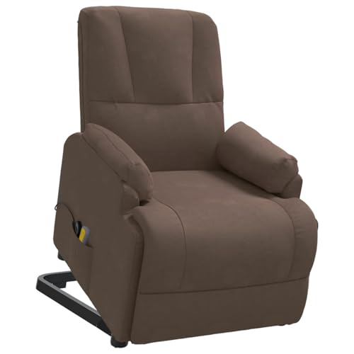 Tidyard Massagesessel mit Aufstehhilfe Braun Wildleder-Optik, Armlehnensessel Relaxsessel TV-Sessel Fernsehsessel für Wohnzimmer Schlafzimmer3093183 – Bild 4