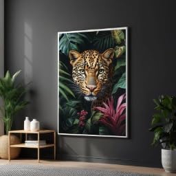 Toile murale jaguar 40x60cm pour salon moderne et tropical