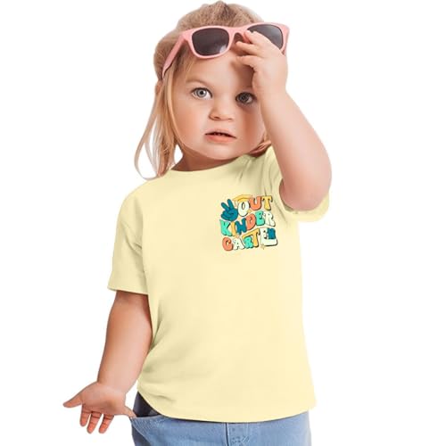 Image of Kindergarten Graduation Shirt Toddler Out Kindergarten Shirts Girls Boys Funny Graphic Casual Short Sleeve Tops