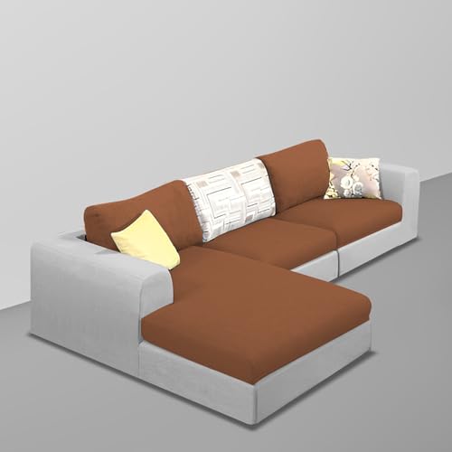 Image of Koza LHS 4 Seater L Shape Sofa Set for Living Room (Brown Grey Fabric) Premium Fabric Sofa
