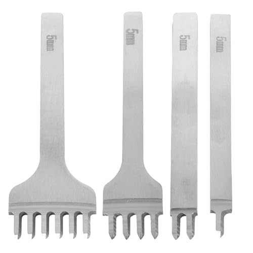Set di 4 punzoni per la pelle, con punte da 1/2/4/6 punzoni per la pelle, kit di strumenti per cucito fai da te, set di scalpelli per allacciatura con diamanti (5 mm)