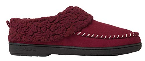 Dearfoams Pantufa feminina de microcamurça com espuma viscoelástica e costura, Cabernet, 11-12