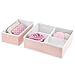 mDesign Set da 2 scatole Porta Oggetti – Scatole per armadi in Tessuto in 2 Misure per i Vestiti dei Bambini – Divisori per cassetti Pieghevoli per riporre ciucci, Bavaglini & co. – Rosa/Bianco