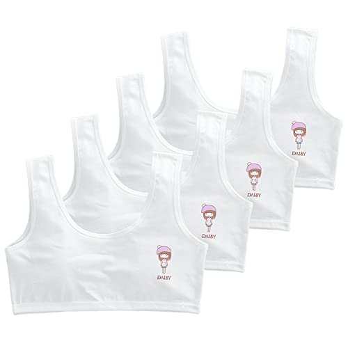 Training Bras for Girls Seamless Bralettes Sports Vest Thin Soft Breathable Seamless Bras Girls 8-14 Age, 4 Pack, White