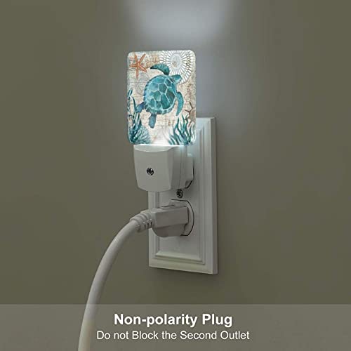 Image of Futterya Plug-in LED Night Light, Sea Turtle Ocean Set of 2 Dusk-to-Dawn Auto Sensor Decor Lamp