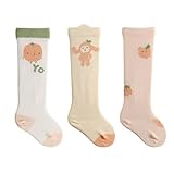 [Hapipana] ベビー ニーソックス 3足セット 新生児 长靴下 乳幼児 男の子 女の子 カートゥーン キッズ 綿 保温 柔らかい 骨無し 可愛い 春秋（オレンジ, M 1-3歳）