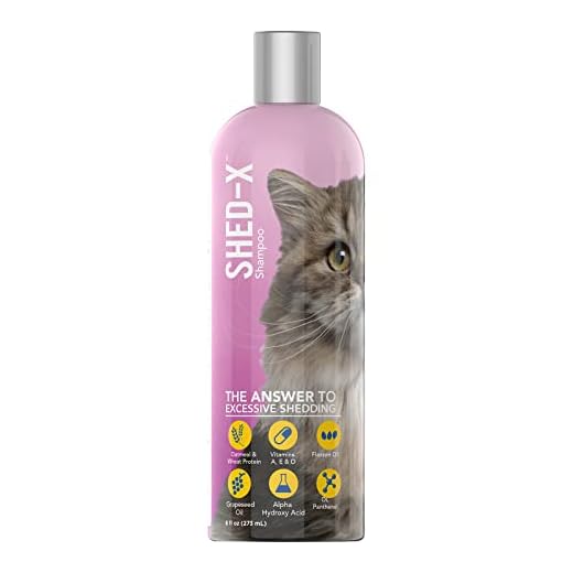 Shed-X Shed Control Shampoo for Cats, 8 oz – Reduce Shedding – Shedding Shampoo Infuses Skin and Coat with Vitamins and Antioxidants to Clean, Release Excess Hair and Exfoliate