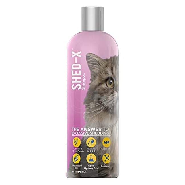 Shed-X Shed Control Shampoo for Cats, 8 oz ¨C Reduce Shedding ¨C Shedding Shampoo Infuses Skin and Coat with Vitamins and Antioxidants to Clean, Release Excess Hair and Exfoliate-v36RpFuO