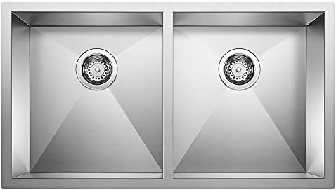 BLANCO 518170 Double Bowl Kitchen Quatrus R0 Stainless Steel Undermount Sink, 50/50