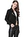 Allegra K Women Short Soft Zip Up Faux Suede Biker Moto Jacket X-Large Black