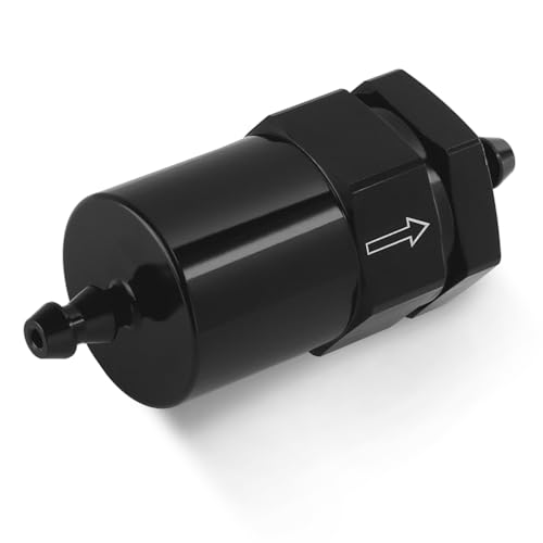 IFYKIM 5/16'' Inline Fuel Filter, 30 Micron Billet Fuel Filters, Upgraded Inline Fuel Filter with 5/16 Inch Barb Inlet/Outlet for Most Automotive EFI or Carb Fuel Systems (Black)