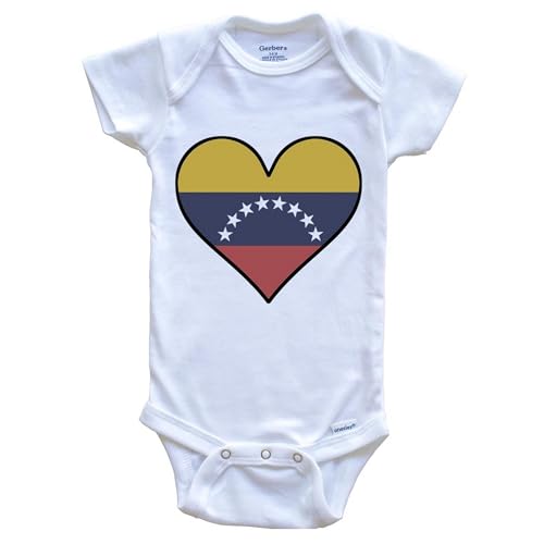 Really Awesome Shirts Venezuelan Flag One Piece Baby Bodysuit - Cute Venezuelan Flag Heart - Venezuela Baby Bodysuit