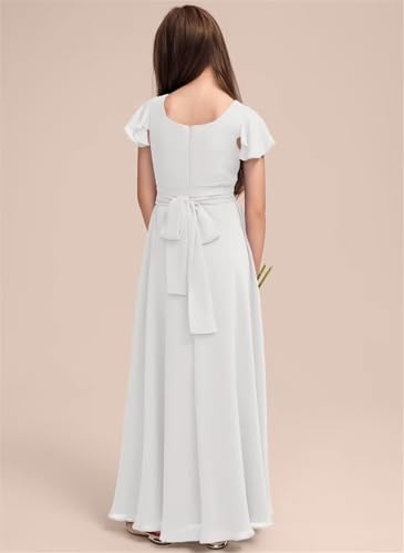Junior Bridesmaid Dresses for Teen Girls Ruffle Sleeves Chiffon Flower Girl Dresses for Wedding Birthday Party Dress2