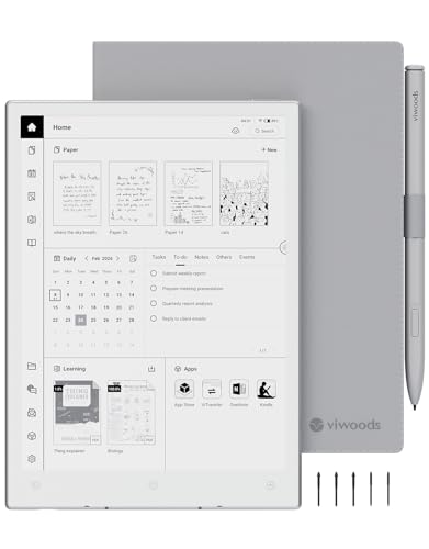 VIWOODS Upgraded Bundle with AiPaper Mini, 8.2’’ AI E Ink Tablet with Adjustable Light, 292PPI Electronic Notebook with Pen, Portable 230g, 128GB Storage Note Taking Device