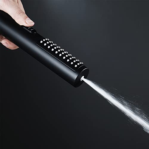 Pomme de douche haute pression noire ABS avec flexible 150cm et support - 6
