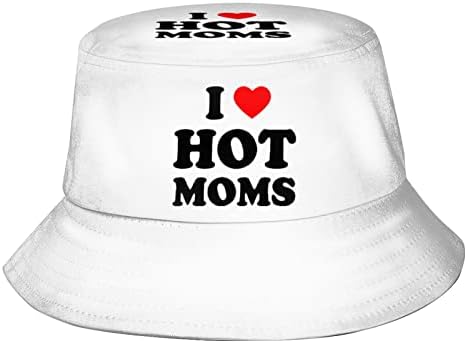 I Heart Hot Moms Bucket Hat Women Sun Cap Outdoor Men Fisherman Hats Fashion Fishing Love Hat Dad Hat Personalized Gifts Black